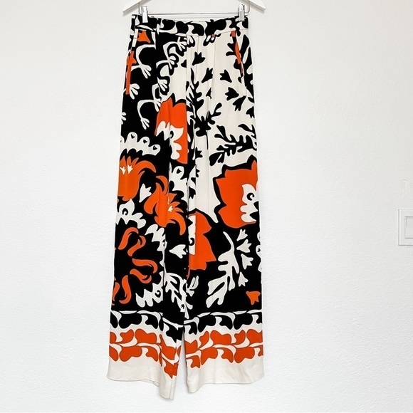 ZARA Pants Womens Extra Small XS Printed Wide Leg Darts - Picture 2 of 6